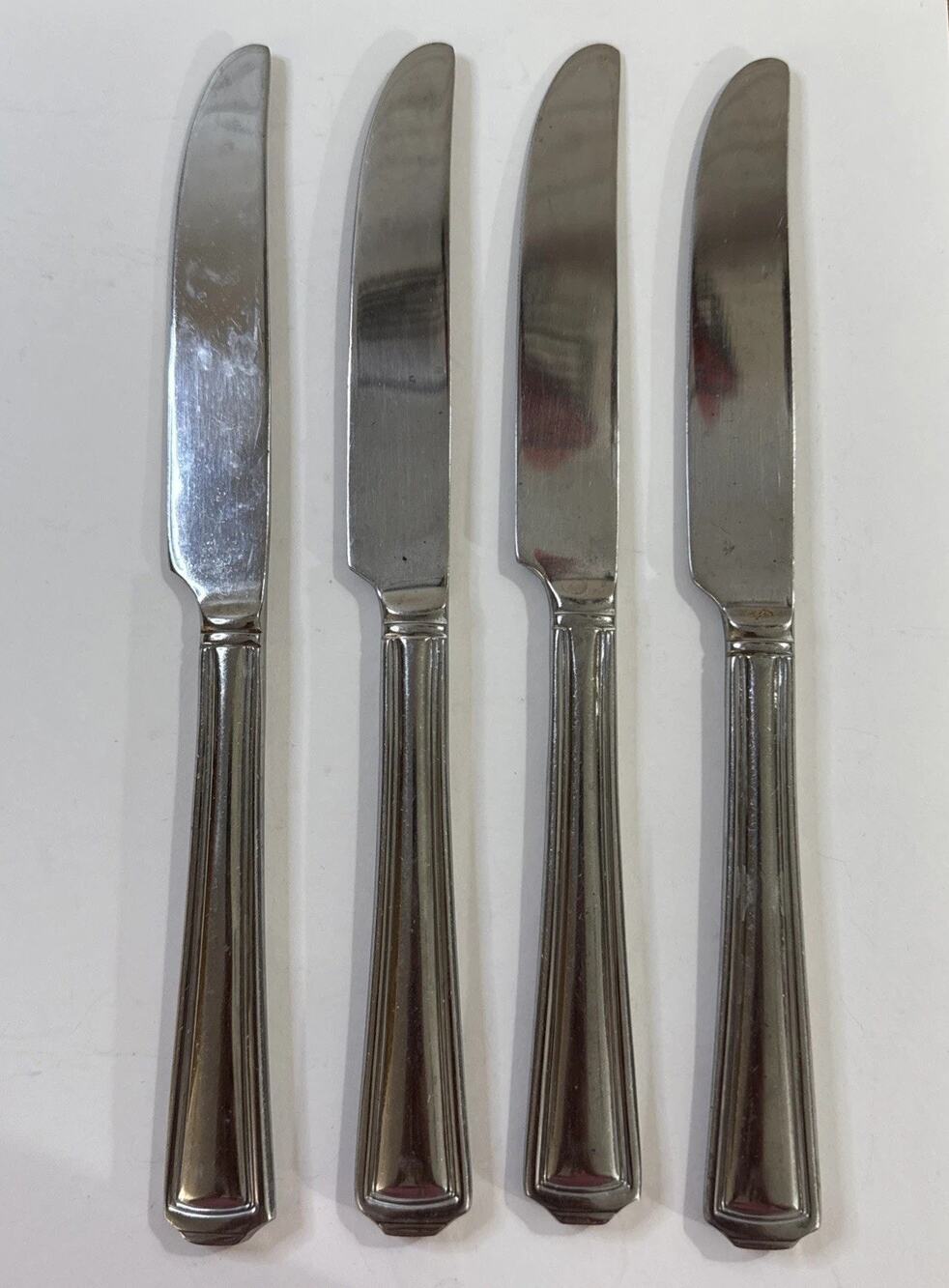 4 Dinner Knives Hampton Silversmiths American Classic Stainless Steel Flatware